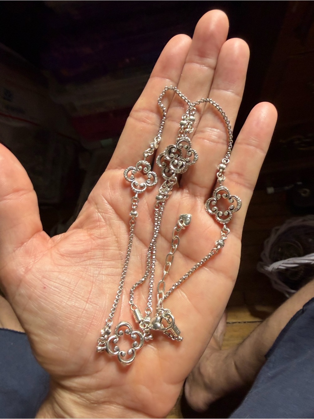 Brighton Silver Tone Clover Link Long Necklace - Picture 5 of 6